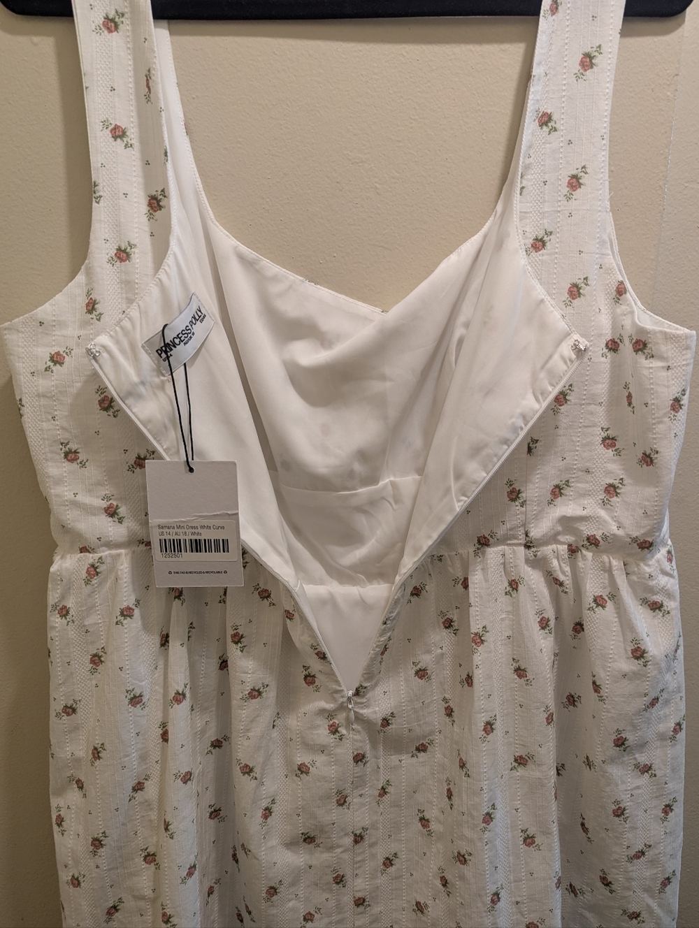 Princess Polly Samana Mini Dress White Curve Square Neck Cotton Floral- 14 - Picture 11 of 15